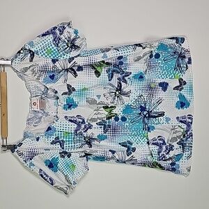 White Cross large butterfly short sleeve scrub shirt